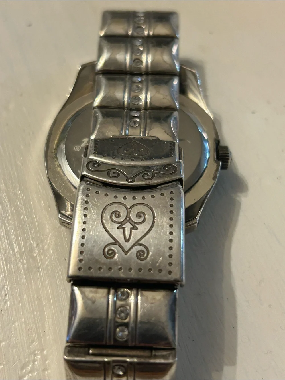 Retired Brighton Dana Point watch, silver-plated finish and crystal accents